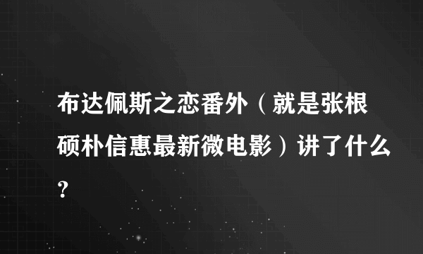 布达佩斯之恋番外（就是张根硕朴信惠最新微电影）讲了什么？