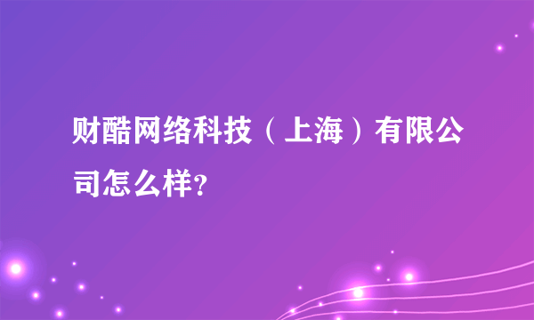 财酷网络科技（上海）有限公司怎么样？