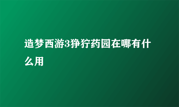 造梦西游3狰狞药园在哪有什么用