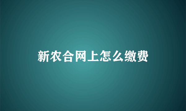 新农合网上怎么缴费