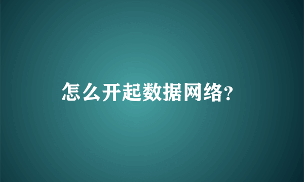 怎么开起数据网络？