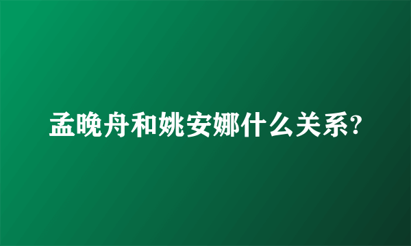 孟晚舟和姚安娜什么关系?