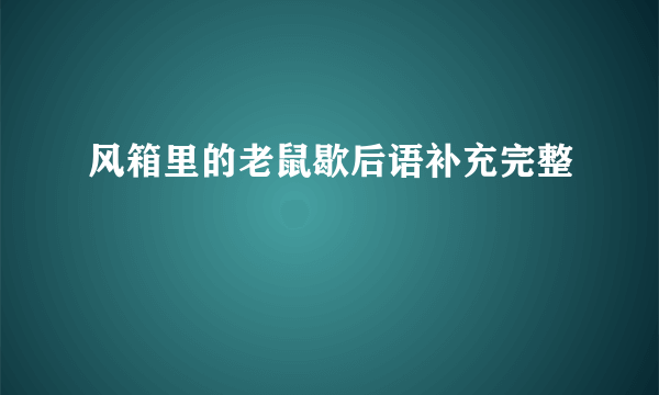 风箱里的老鼠歇后语补充完整