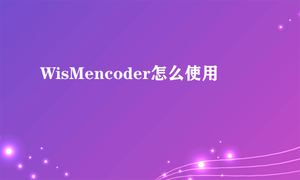 WisMencoder怎么使用