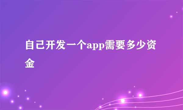 自己开发一个app需要多少资金