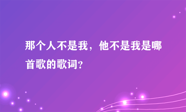 那个人不是我，他不是我是哪首歌的歌词？