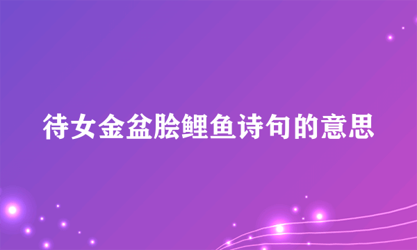 待女金盆脍鲤鱼诗句的意思