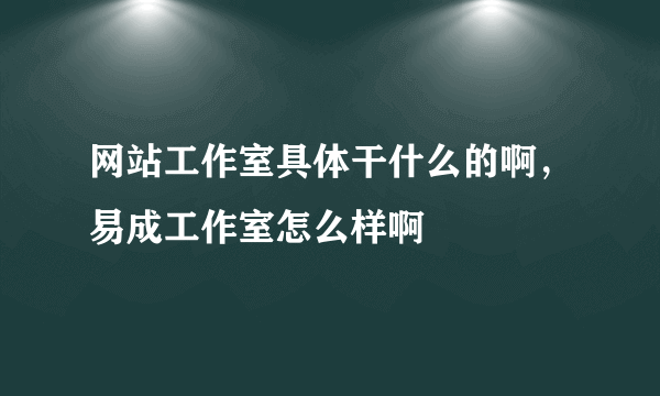 网站工作室具体干什么的啊，易成工作室怎么样啊