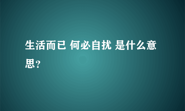 生活而已 何必自扰 是什么意思？