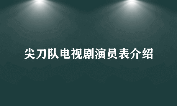 尖刀队电视剧演员表介绍