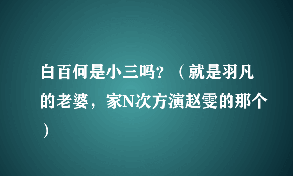 白百何是小三吗？（就是羽凡的老婆，家N次方演赵雯的那个）