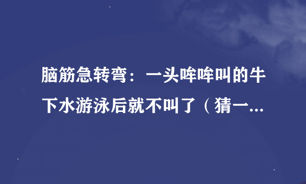 脑筋急转弯：一头哞哞叫的牛下水游泳后就不叫了（猜一四字成语）