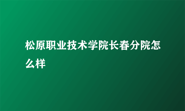 松原职业技术学院长春分院怎么样