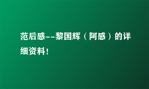 范后感--黎国辉（阿感）的详细资料！