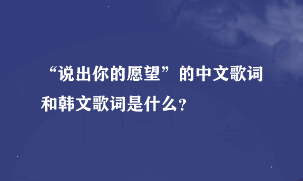 “说出你的愿望”的中文歌词和韩文歌词是什么？