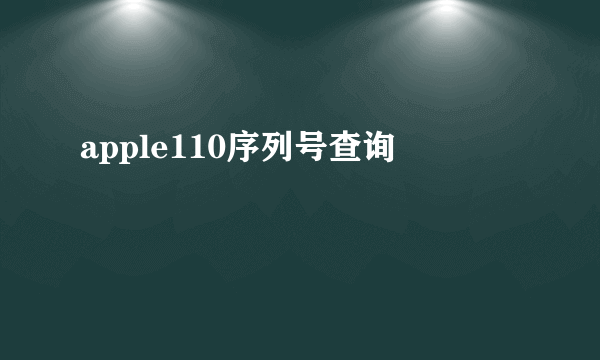 apple110序列号查询