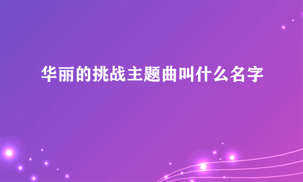 华丽的挑战主题曲叫什么名字