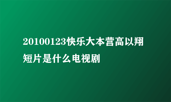 20100123快乐大本营高以翔短片是什么电视剧