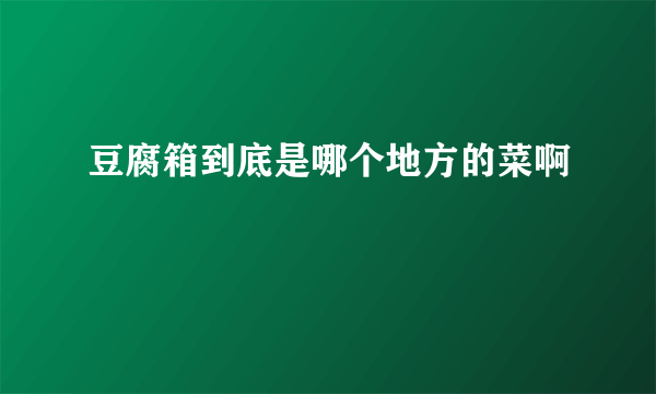 豆腐箱到底是哪个地方的菜啊