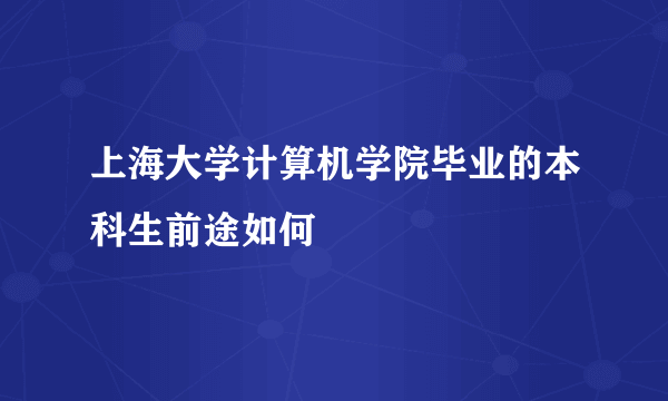 上海大学计算机学院毕业的本科生前途如何