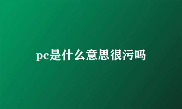 pc是什么意思很污吗