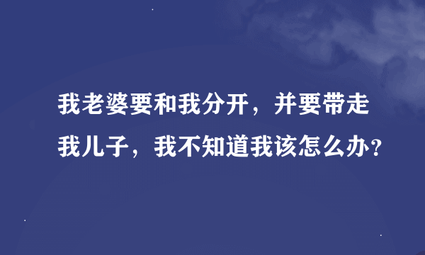 我老婆要和我分开，并要带走我儿子，我不知道我该怎么办？