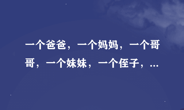 一个爸爸，一个妈妈，一个哥哥，一个妹妹，一个侄子，一个外甥女，一个舅父，一个