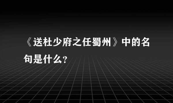 《送杜少府之任蜀州》中的名句是什么？