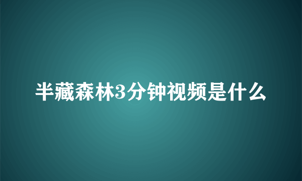 半藏森林3分钟视频是什么