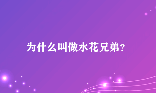 为什么叫做水花兄弟？