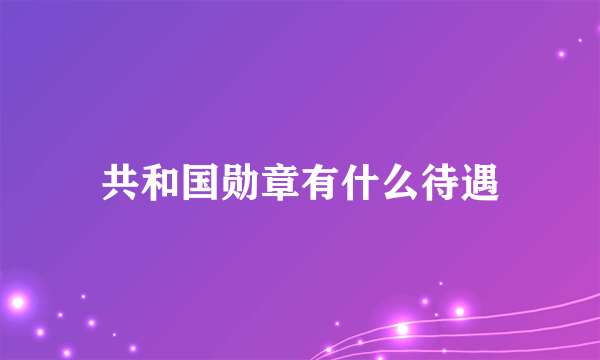 共和国勋章有什么待遇