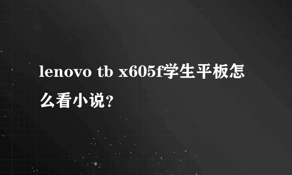 lenovo tb x605f学生平板怎么看小说？