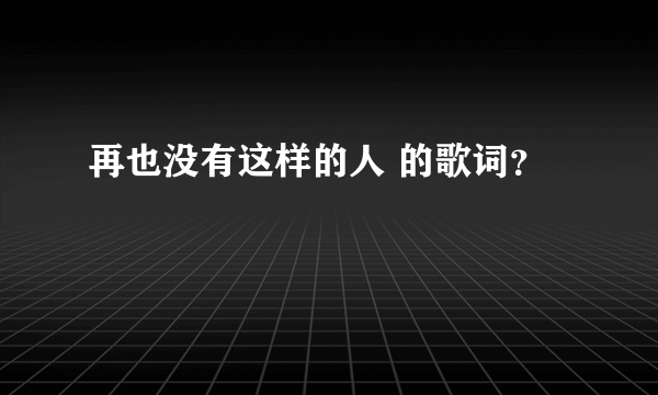 再也没有这样的人 的歌词？