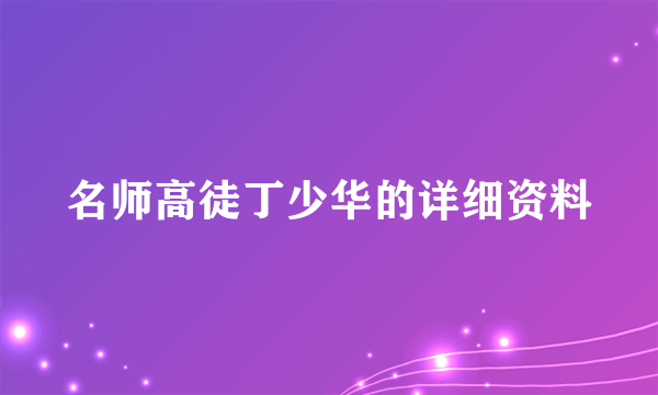 名师高徒丁少华的详细资料