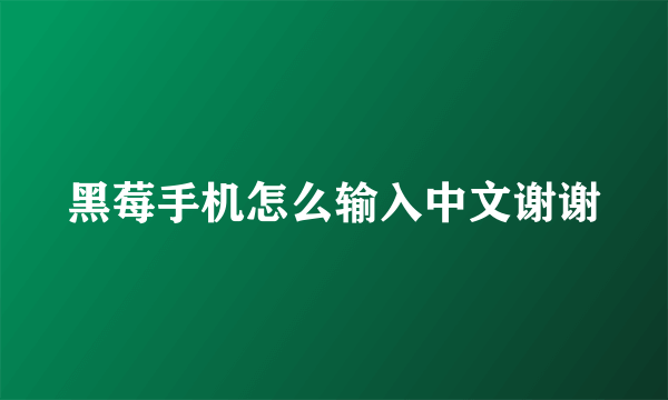 黑莓手机怎么输入中文谢谢