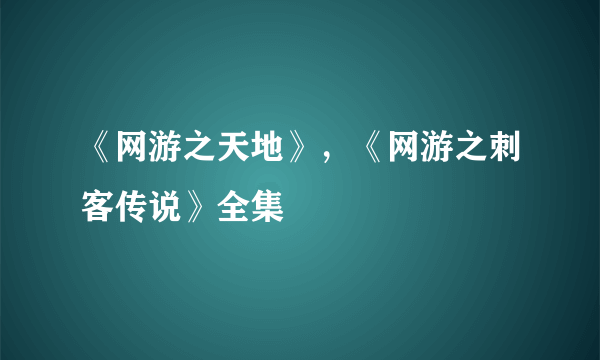 《网游之天地》，《网游之刺客传说》全集