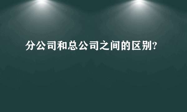 分公司和总公司之间的区别?