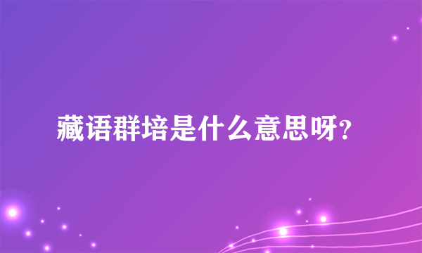 藏语群培是什么意思呀？