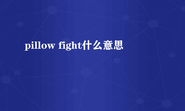 pillow fight什么意思