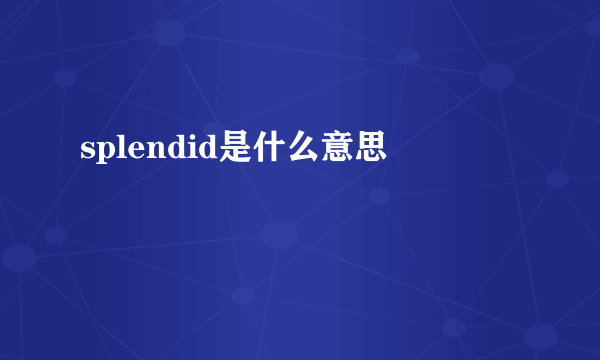 splendid是什么意思