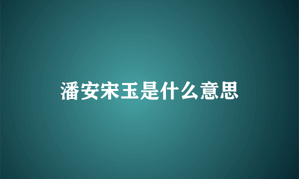 潘安宋玉是什么意思