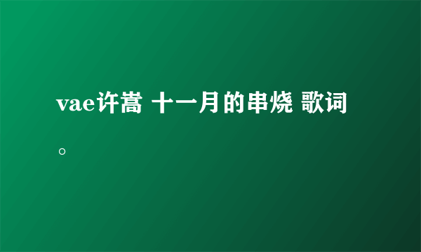 vae许嵩 十一月的串烧 歌词。