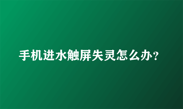 手机进水触屏失灵怎么办？