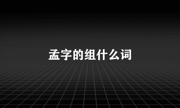 孟字的组什么词