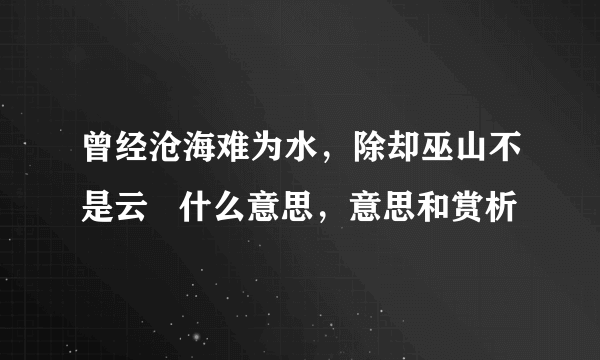 曾经沧海难为水，除却巫山不是云   什么意思，意思和赏析