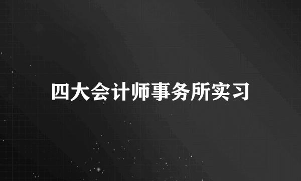 四大会计师事务所实习