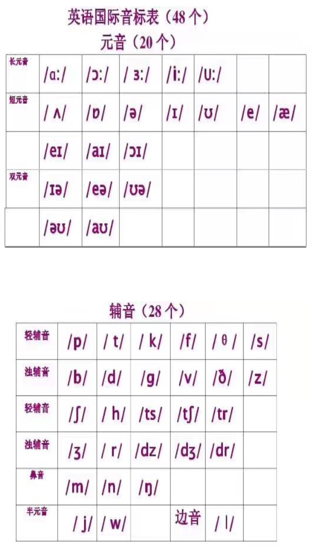 英语48个音标有哪些