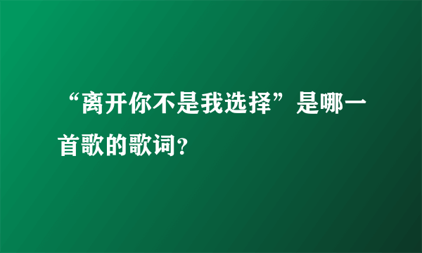 “离开你不是我选择”是哪一首歌的歌词？