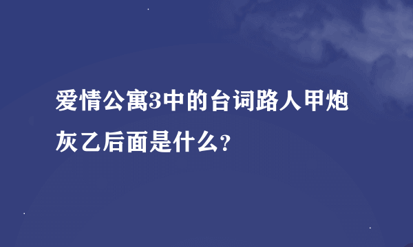 爱情公寓3中的台词路人甲炮灰乙后面是什么？