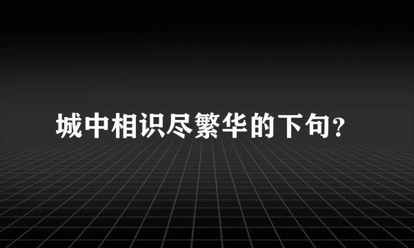 城中相识尽繁华的下句？